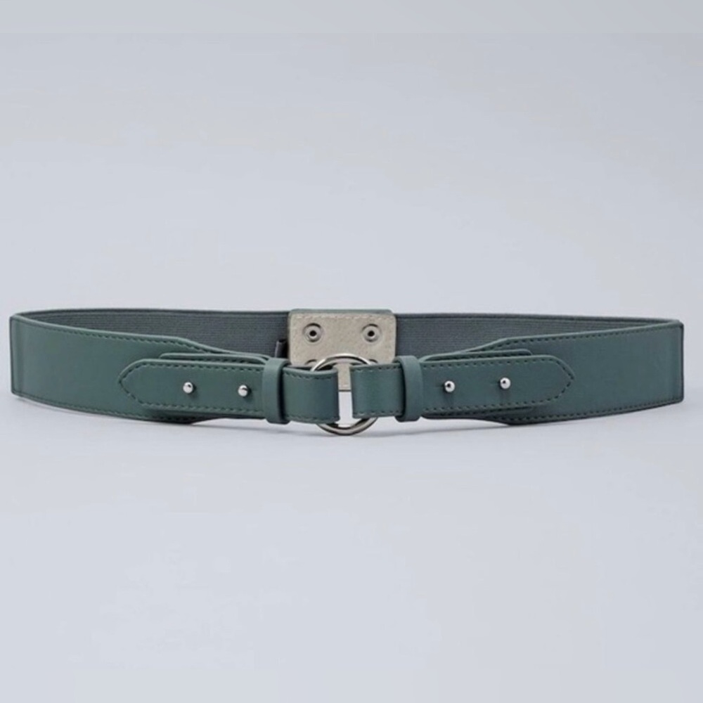 WHBM Slate Teal Buckle Ring Elastic Waist Belt